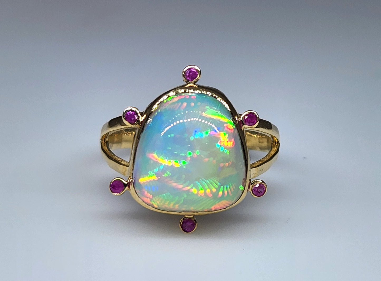 Opal & Diamond 14k Gold Ring  #424