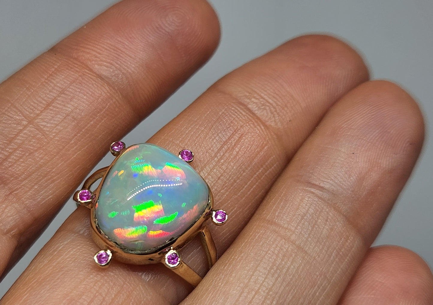 Opal & Diamond 14k Gold Ring  #424