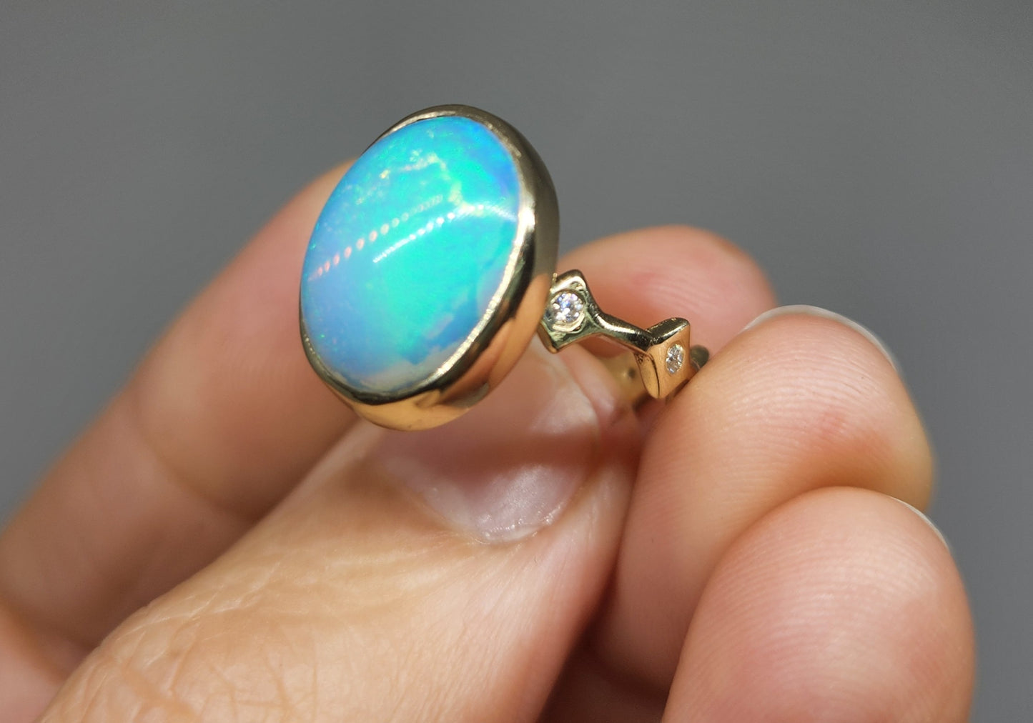 Opal & Moissanite Ring Set 14k Gold #442