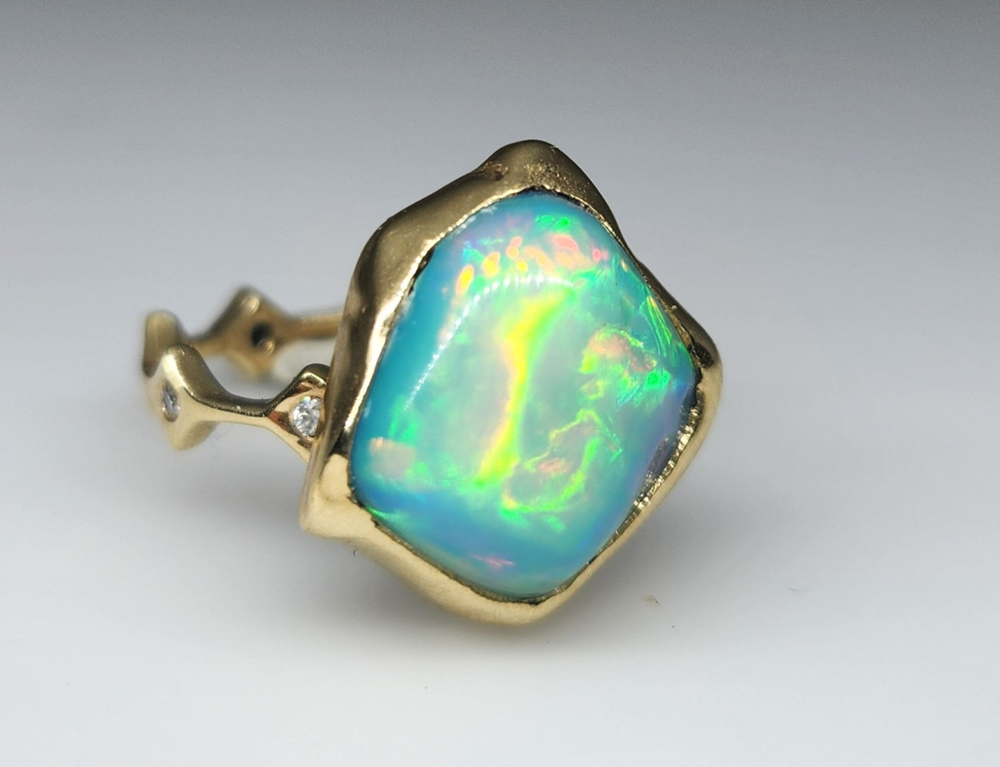 Opal & Moissanite Ring Set 14k Gold #443