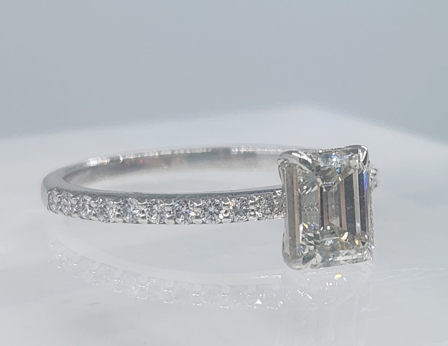 Emerald Cut Diamond Ring 14k White Gold #546