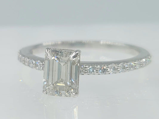 Emerald Cut Diamond Ring 14k White Gold #546