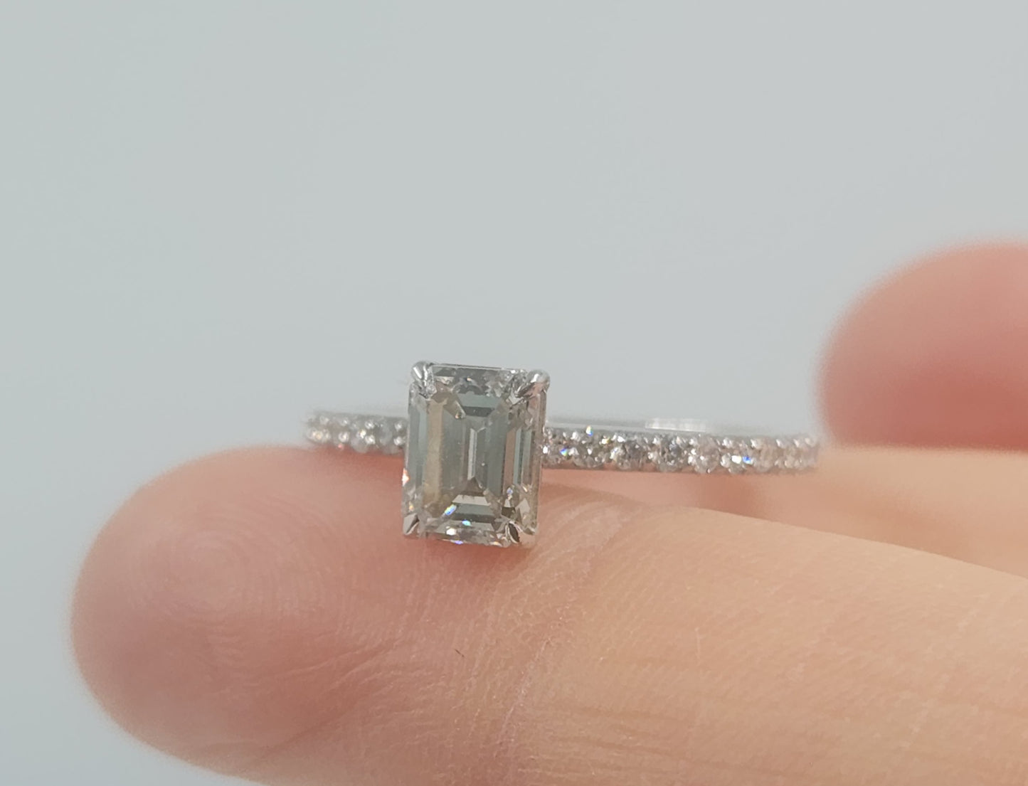 Emerald Cut Diamond Ring 14k White Gold #546