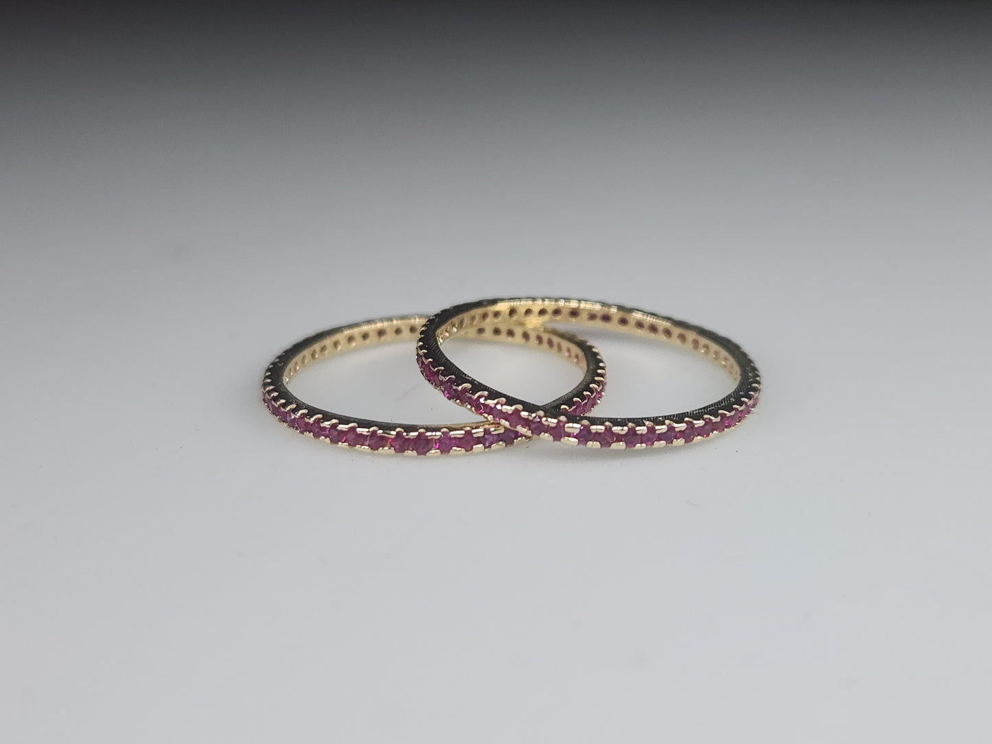 Custom Order - 14k Yellow Gold  Ruby Eternity Band Ring Set of 2