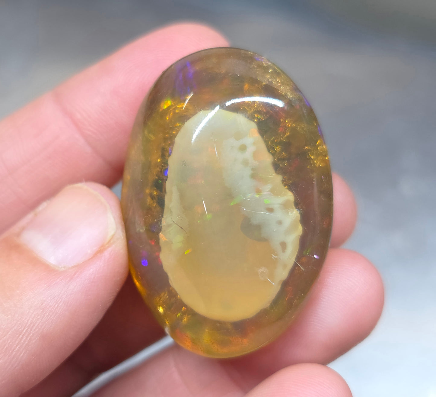 Ethiopian Polished  Phantom Opal Specimen 105 Carat Gemstone #626