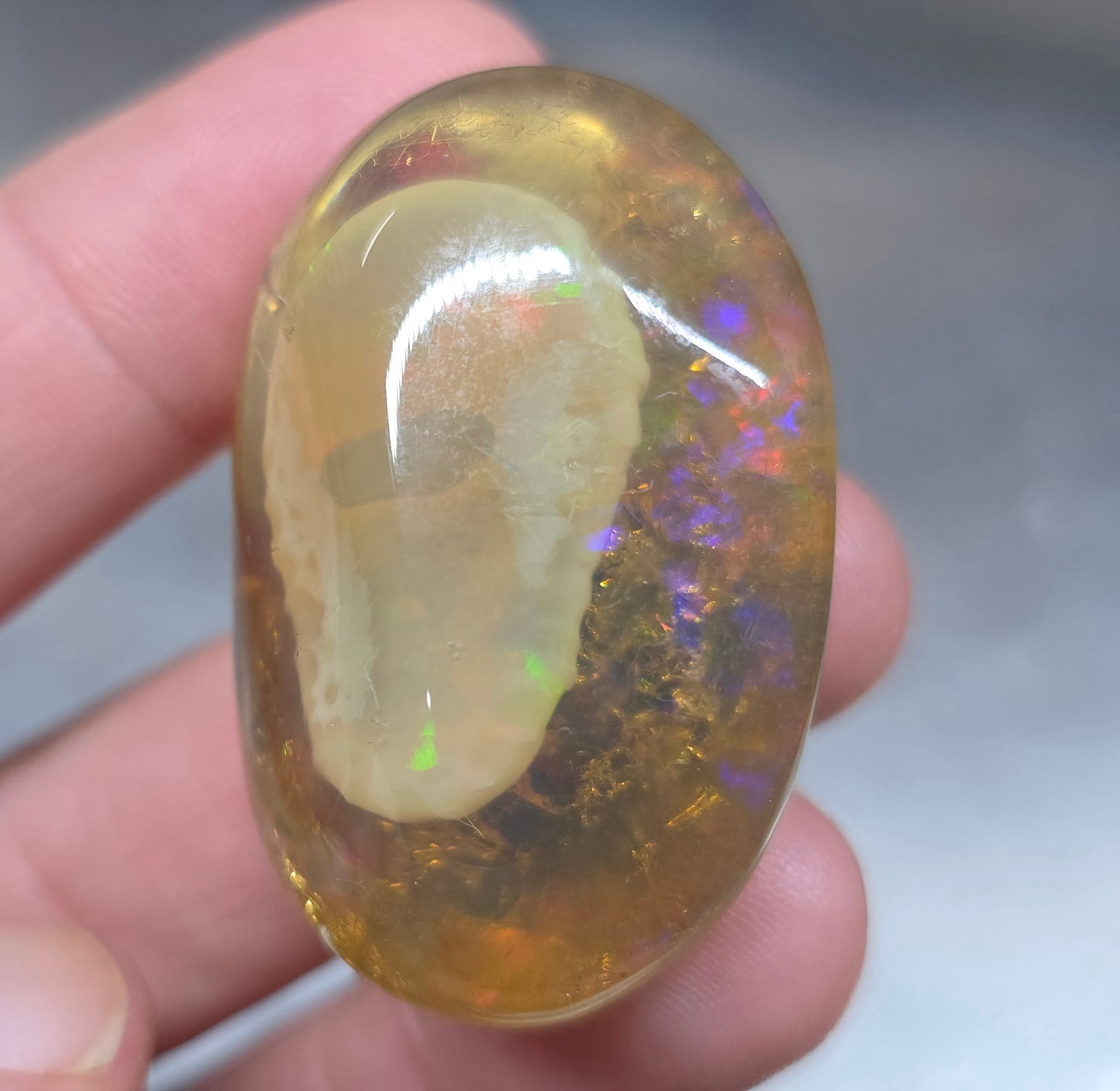 Ethiopian Polished  Phantom Opal Specimen 105 Carat Gemstone #626