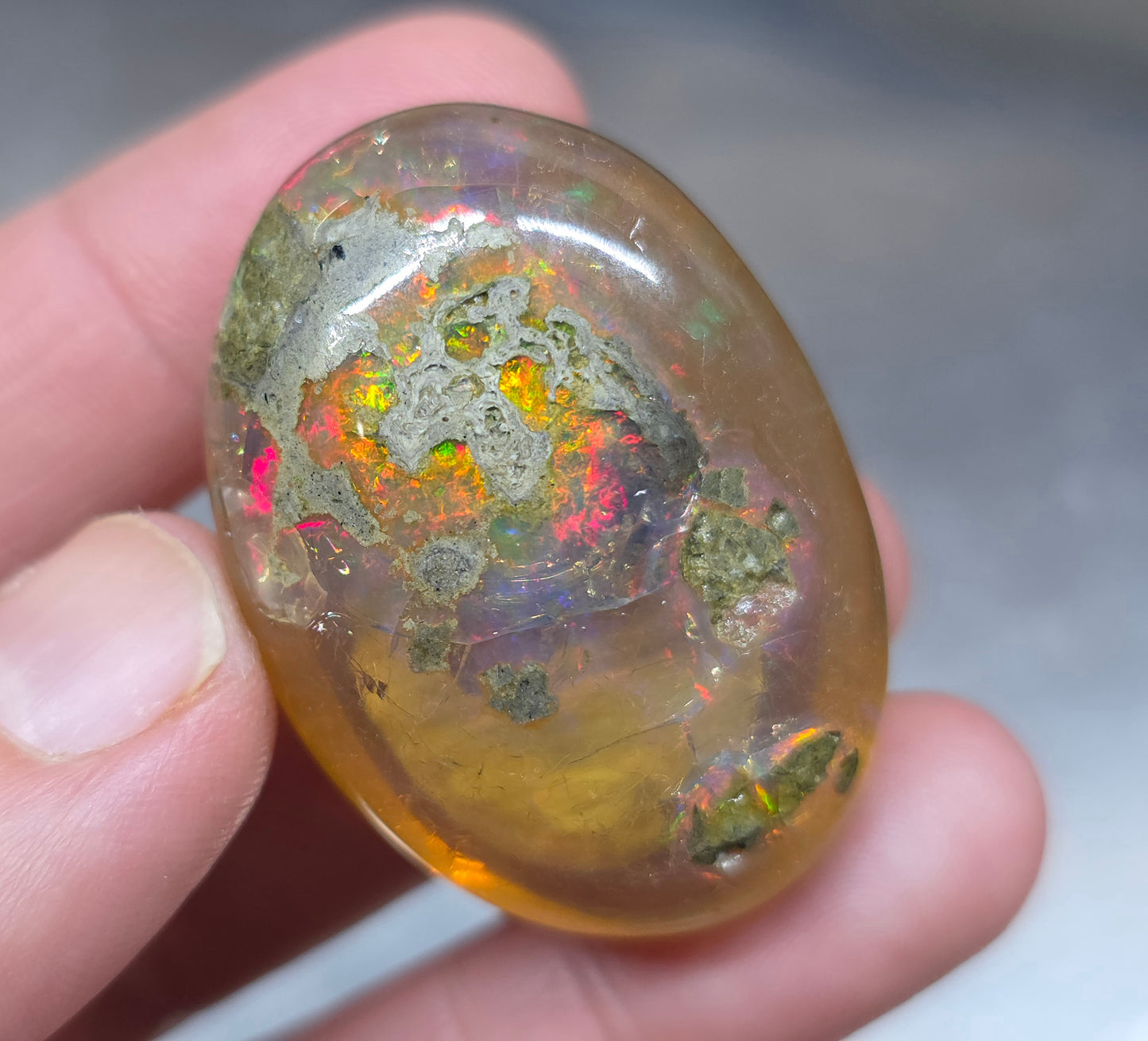 Ethiopian Polished  Phantom Opal Specimen 105 Carat Gemstone #626