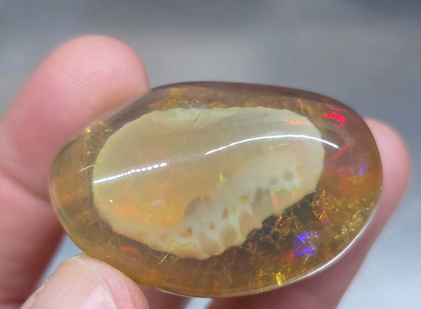 Ethiopian Polished  Phantom Opal Specimen 105 Carat Gemstone #626