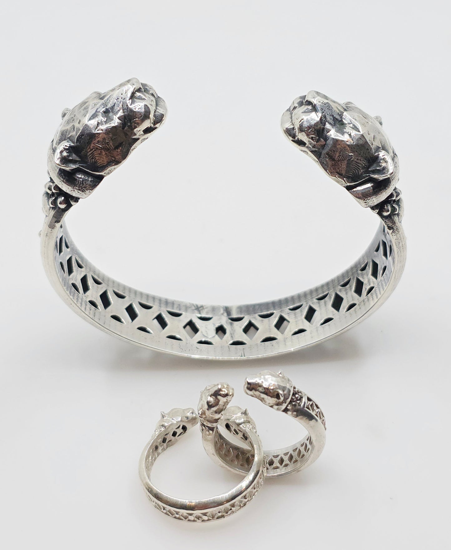 Panther Head Cuff Bracelet Sterling Silver Jewelry #644