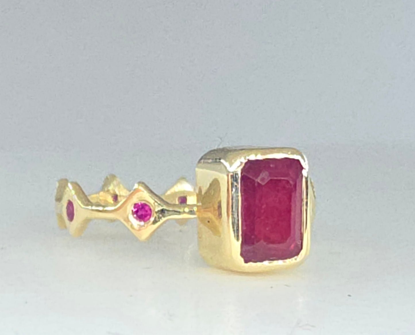 Red Ruby Stacking Ring 14k Yellow Gold - Handmade Jewelry #638