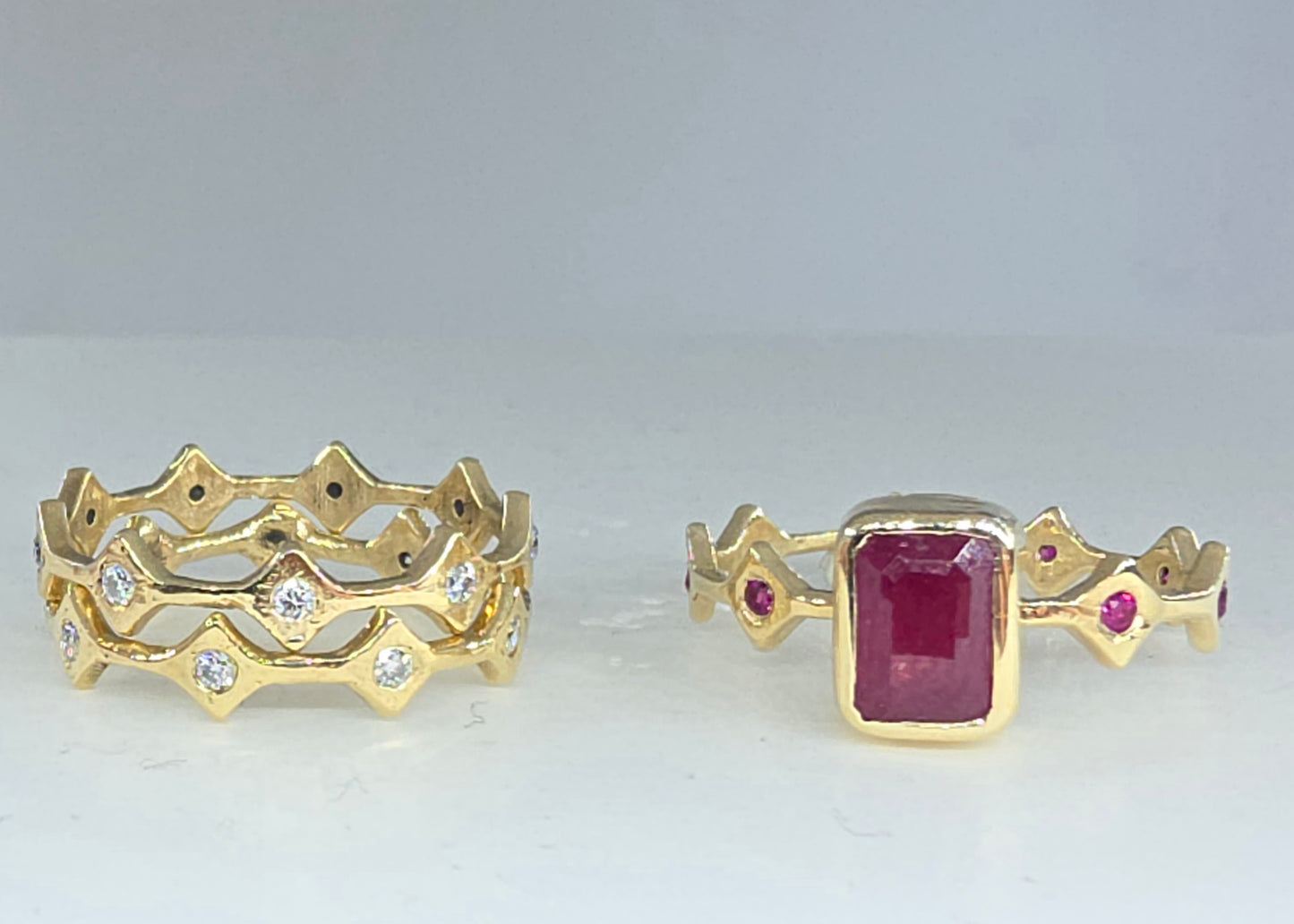 Red Ruby Stacking Ring 14k Yellow Gold - Handmade Jewelry #638