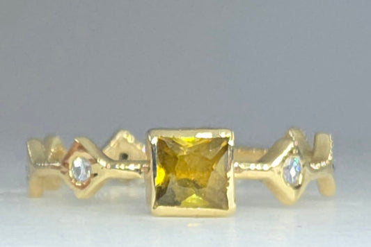Yellow Sapphire Stacking Ring 14k Yellow Gold - Handmade Jewelry #643