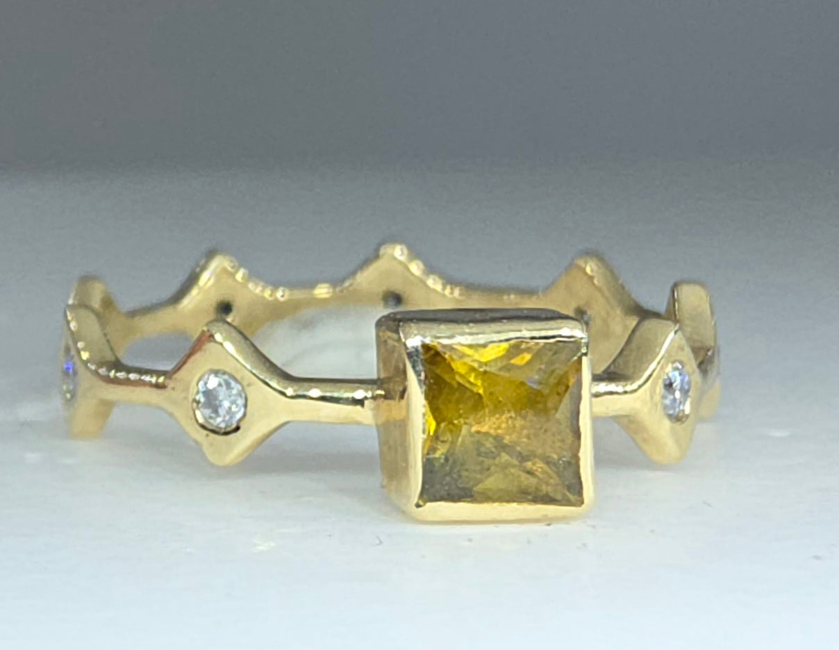 Yellow Sapphire Stacking Ring 14k Yellow Gold - Handmade Jewelry #643