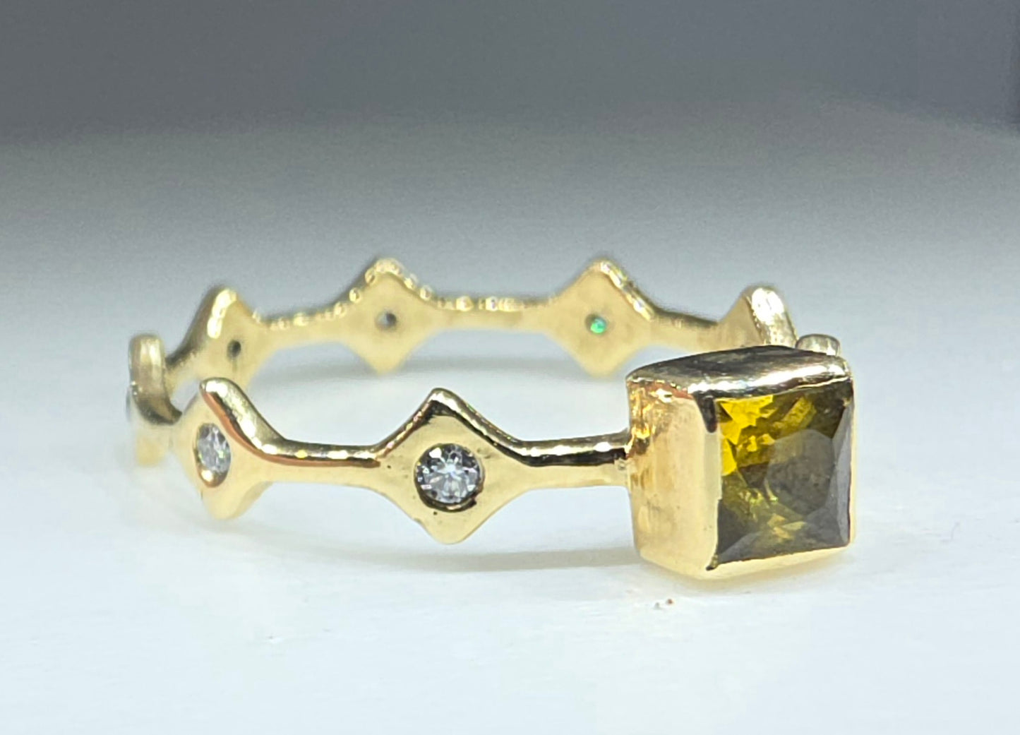 Yellow Sapphire Stacking Ring 14k Yellow Gold - Handmade Jewelry #643