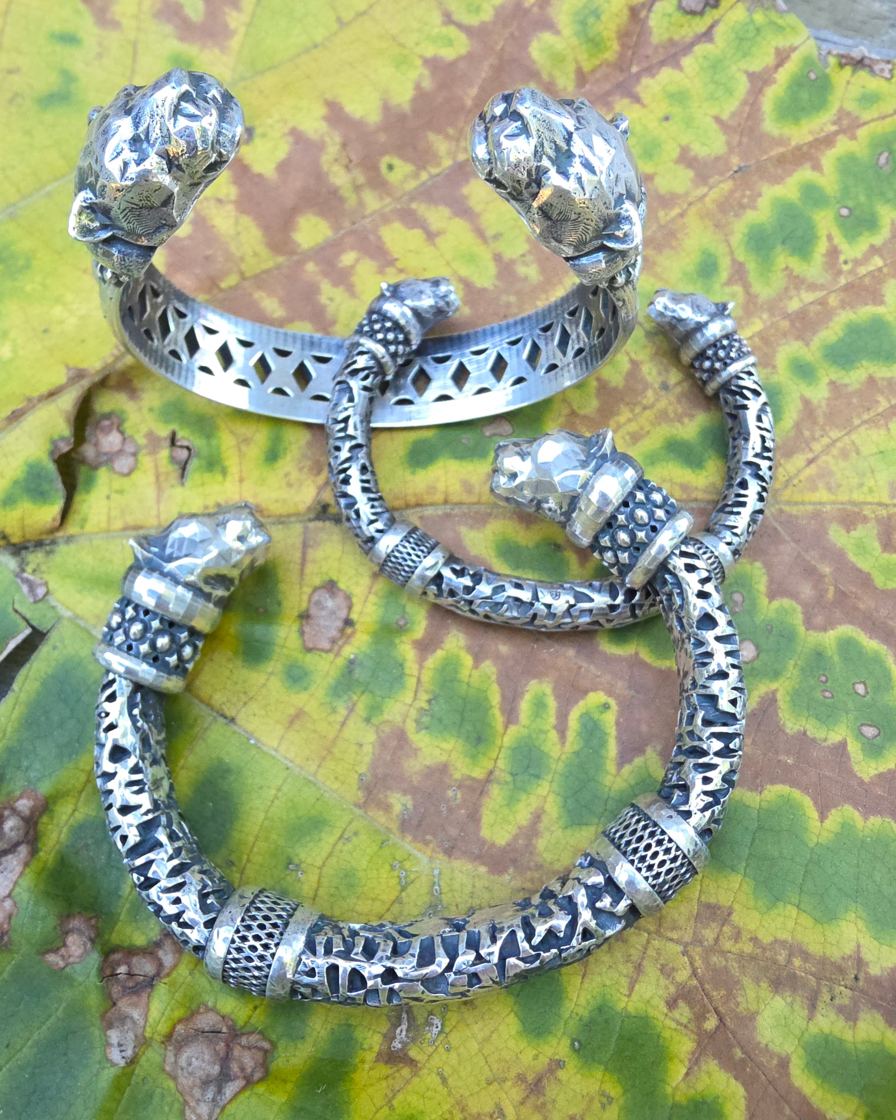 Panther Head Cuff Bracelet Sterling Silver Jewelry #644 – Gabriel