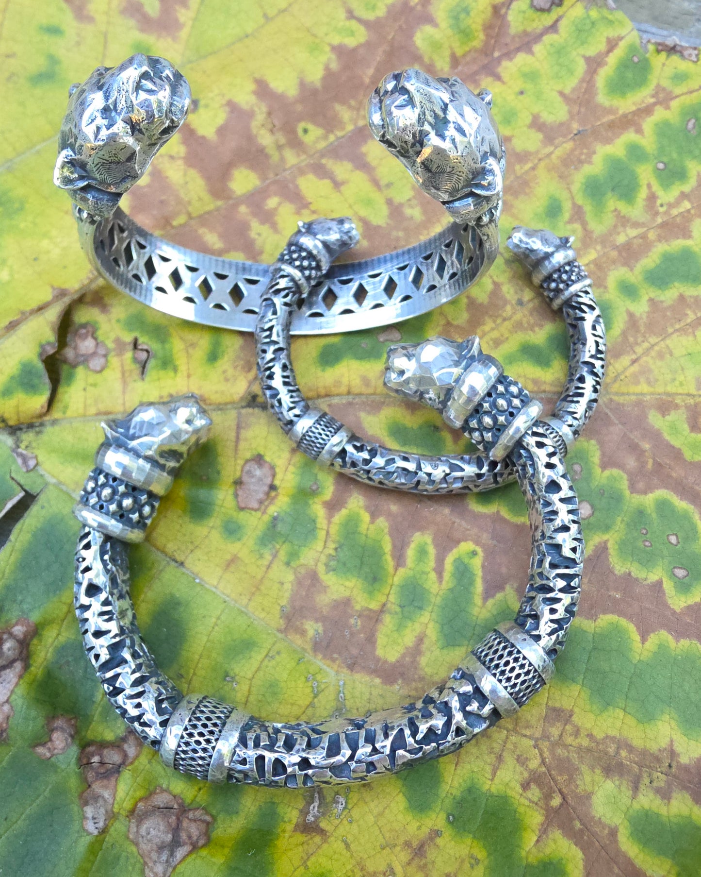 Panther Head Cuff Bracelet Sterling Silver Jewelry #644