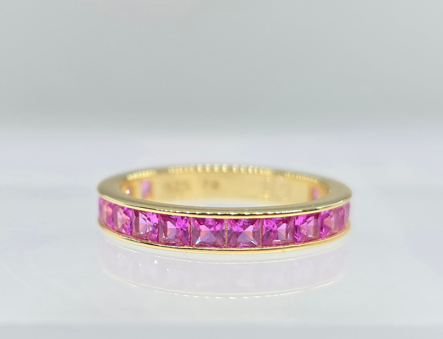 Pink Channel Set Gemstone Eternity Band #654