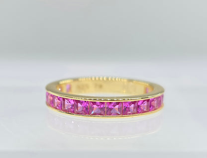 Pink Channel Set Gemstone Eternity Band #654