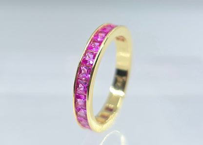 Pink Channel Set Gemstone Eternity Band #654