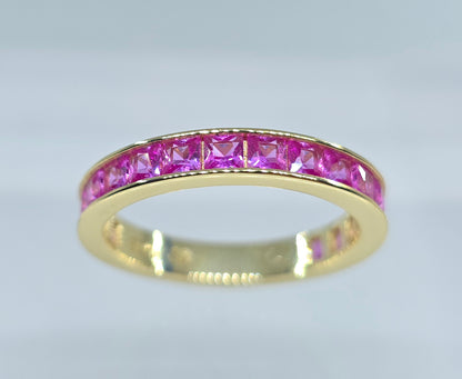 Pink Channel Set Gemstone Eternity Band #654