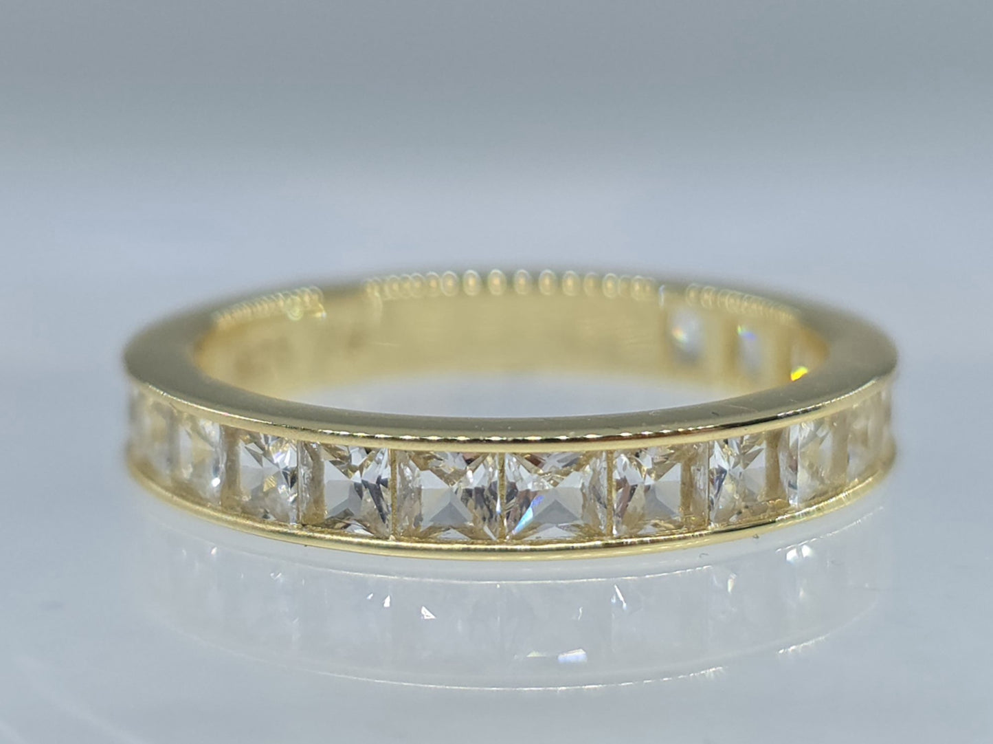 White Channel Set Gemstone Eternity Band #656
