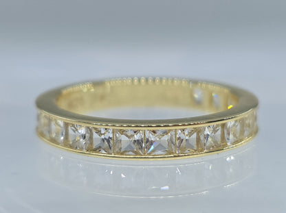White Channel Set Gemstone Eternity Band #656