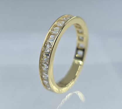 White Channel Set Gemstone Eternity Band #656