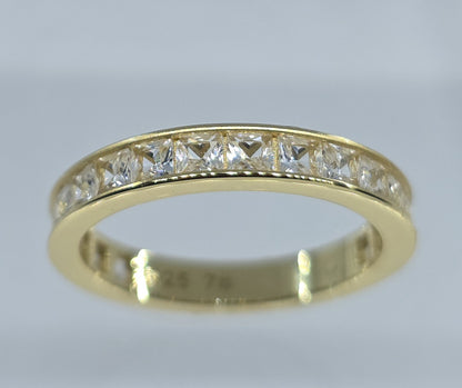 White Channel Set Gemstone Eternity Band #656