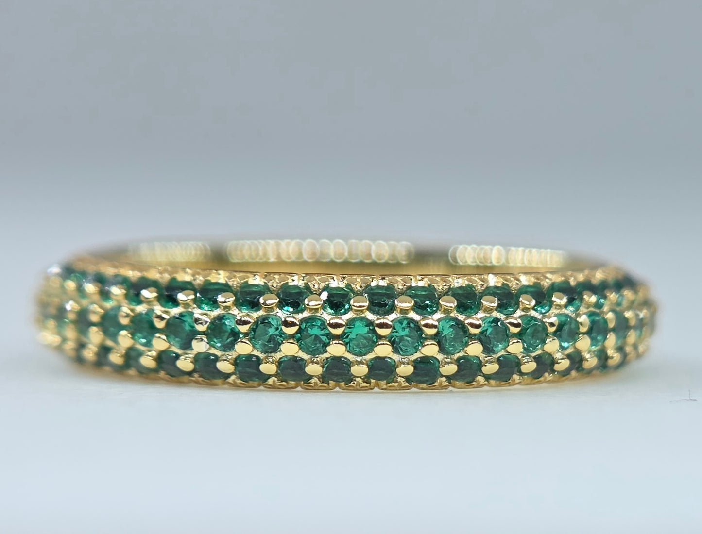 Green Gemstone Eternity Band Gold Plated Ring #660