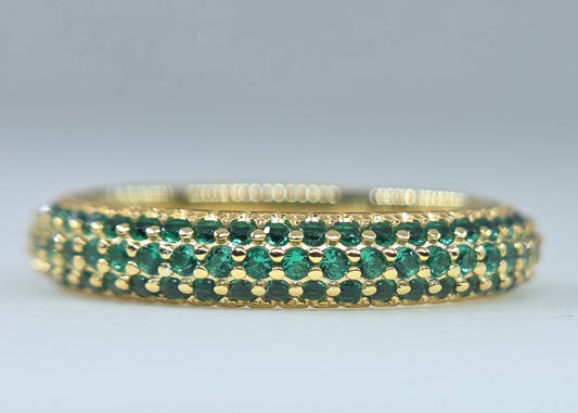 Green Gemstone Eternity Band Gold Plated Ring #660