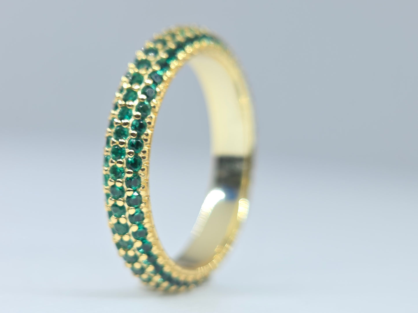Green Gemstone Eternity Band Gold Plated Ring #660