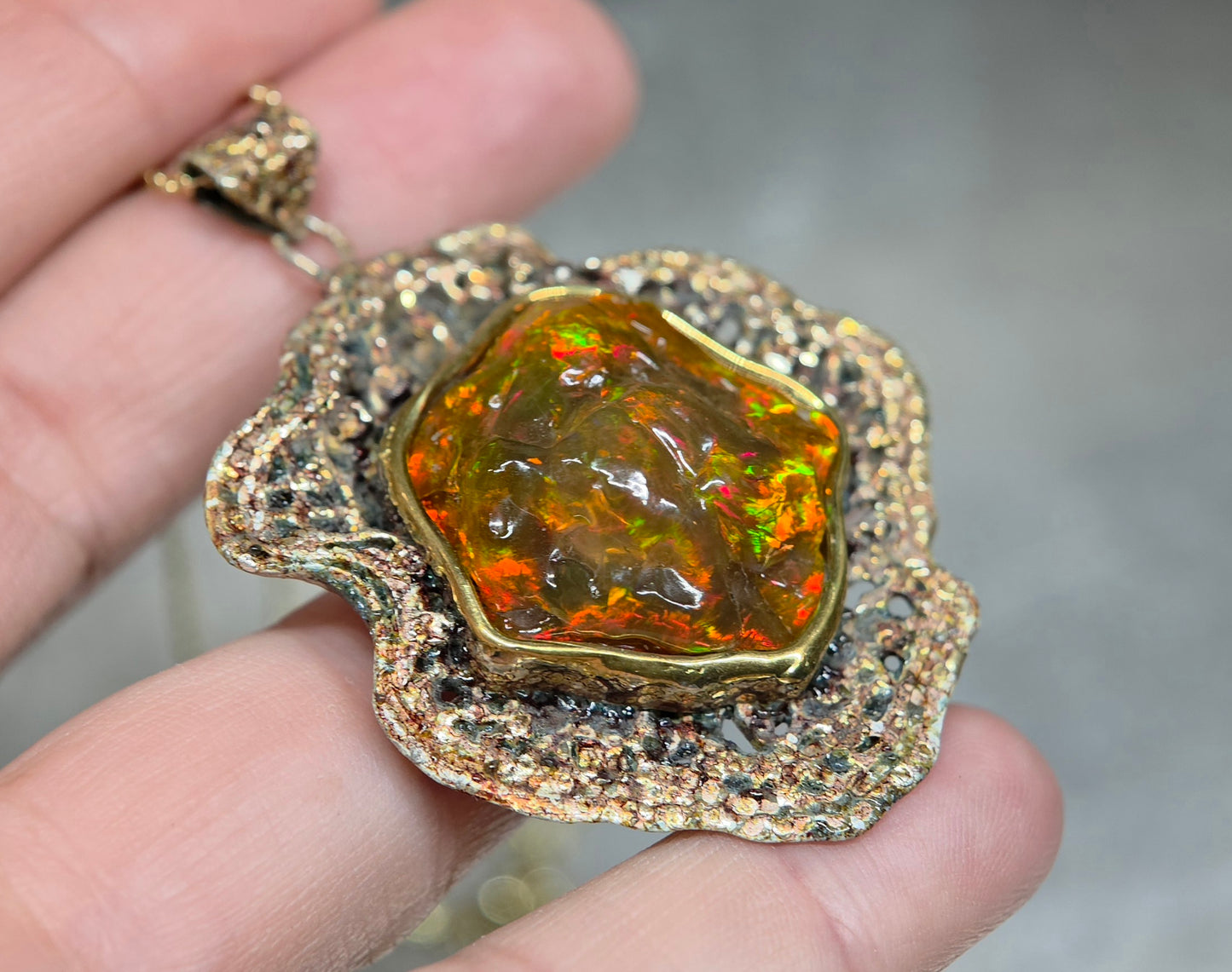 Large Natural Opal Specimen Pendant Sterling Silver #680