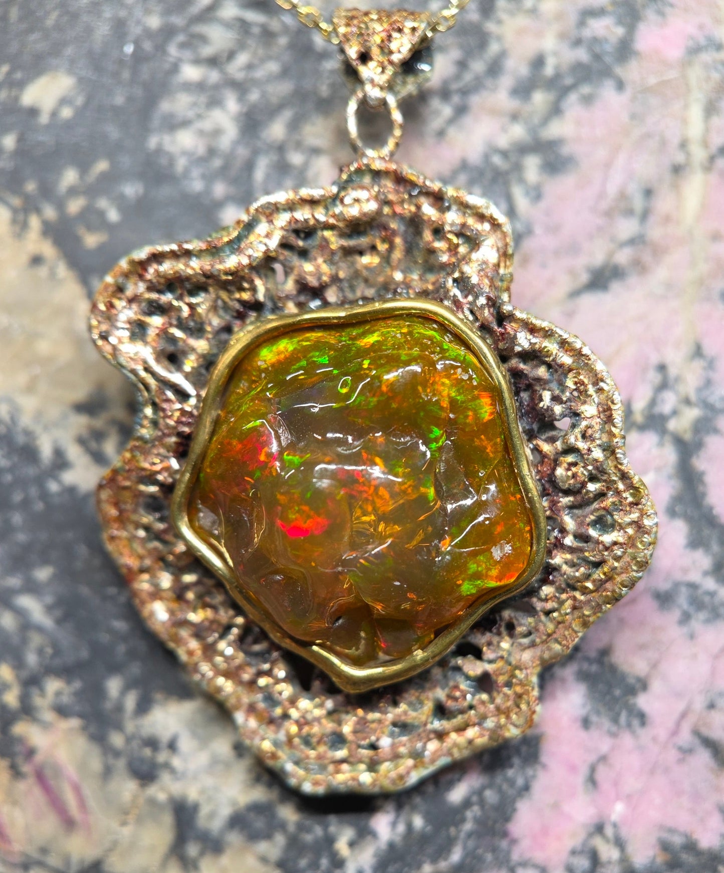 Large Natural Opal Specimen Pendant Sterling Silver #680