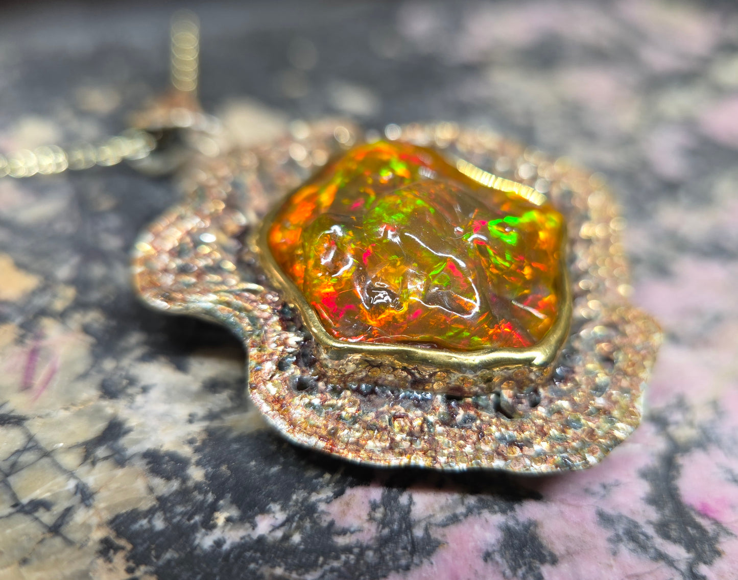Large Natural Opal Specimen Pendant Sterling Silver #680