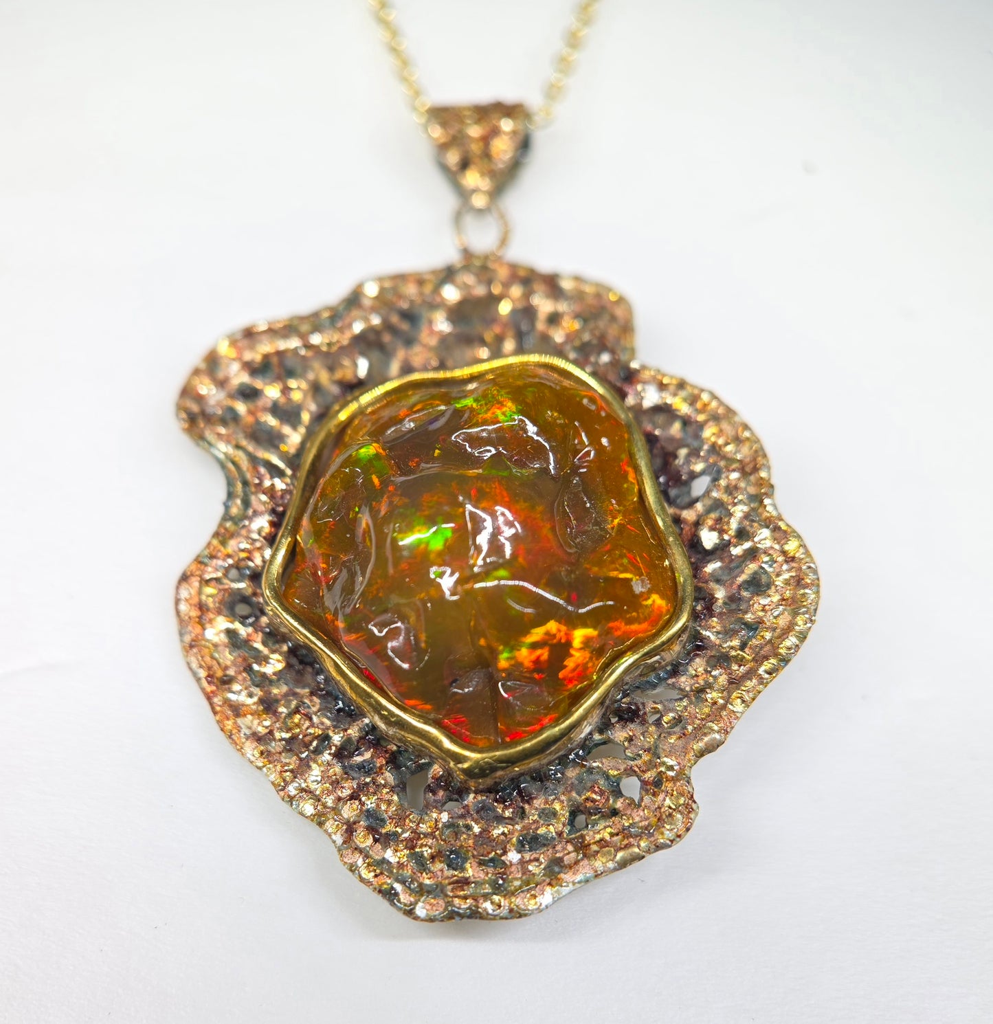 Large Natural Opal Specimen Pendant Sterling Silver #680