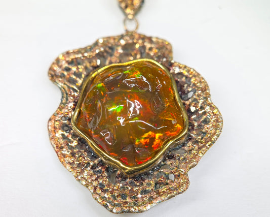 Large Natural Opal Specimen Pendant Sterling Silver #680
