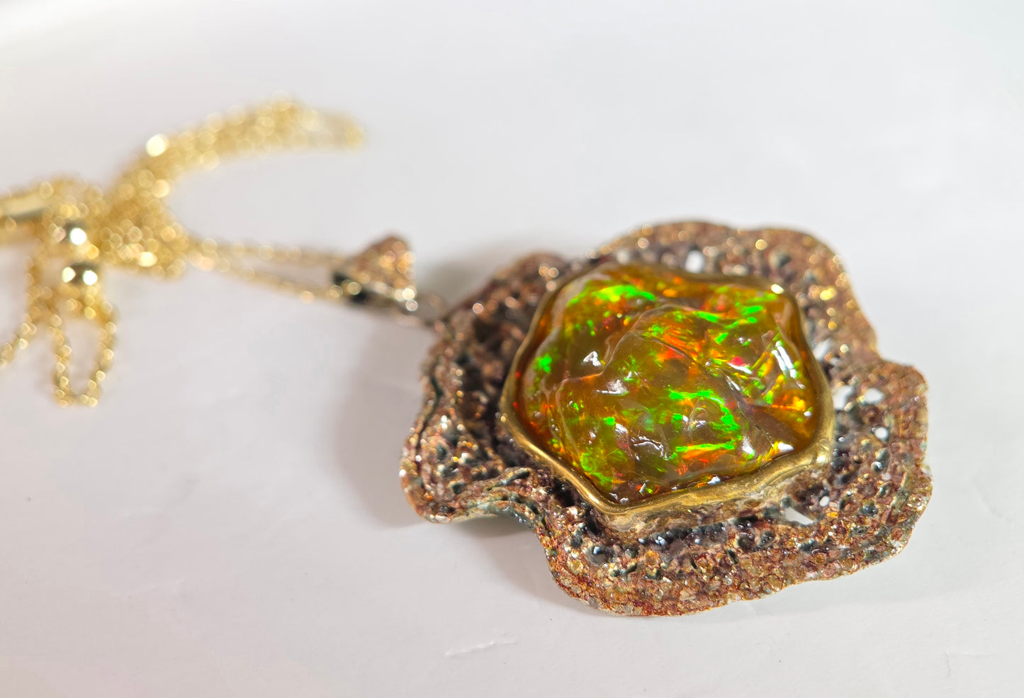 Large Natural Opal Specimen Pendant Sterling Silver #680