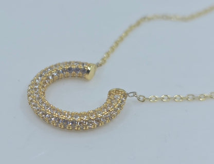 White Gemstone Gold Plated Pendant #690
