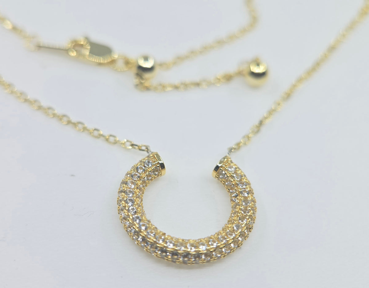 White Gemstone Gold Plated Pendant #690