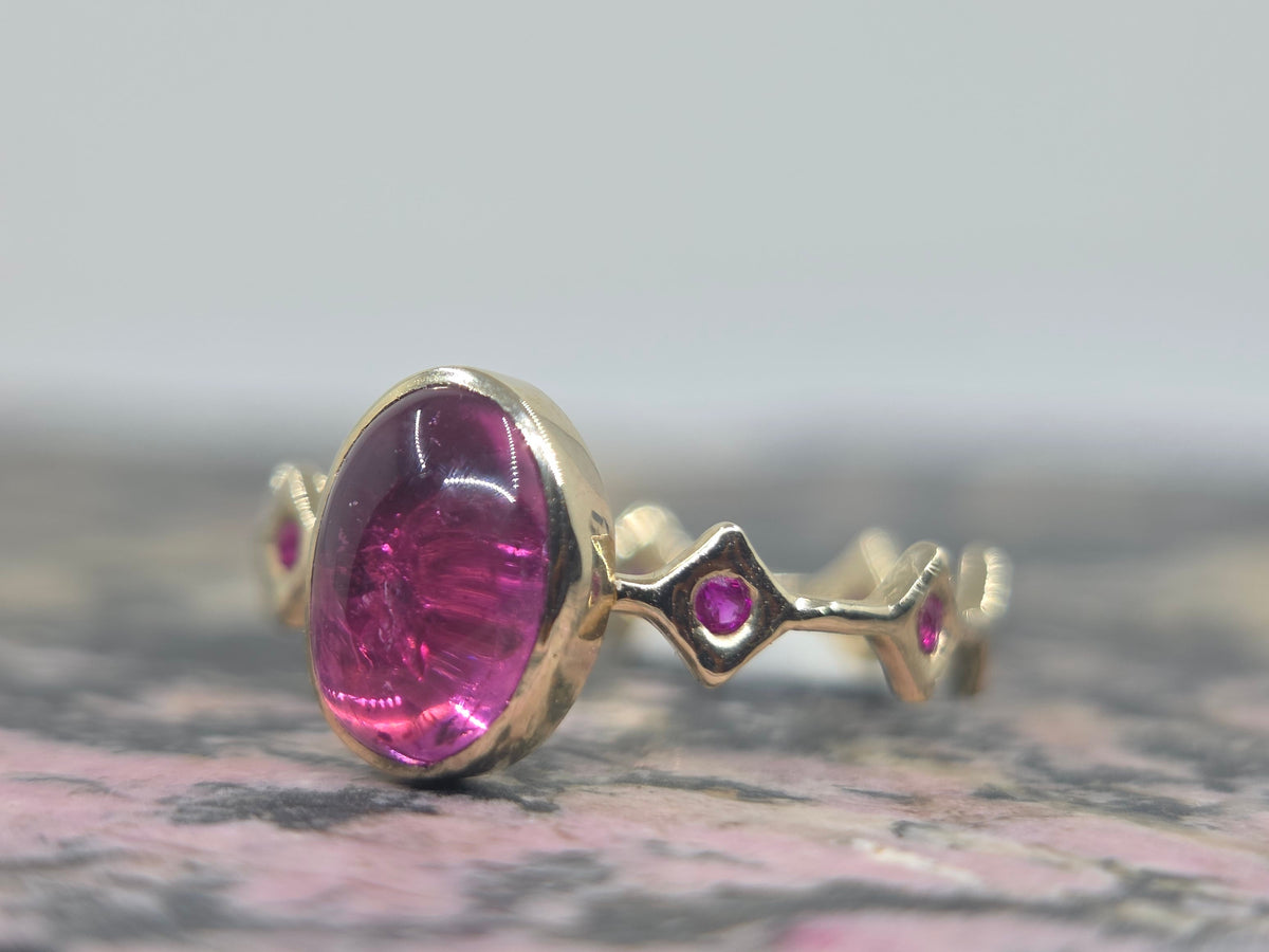 Pink Tourmaline Ring 14k Gold - Jewelry #694
