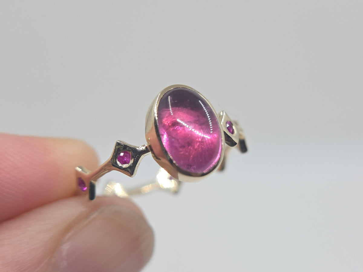 Pink Tourmaline Ring 14k Gold - Jewelry #694