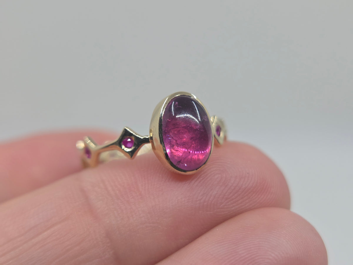 Pink Tourmaline Ring 14k Gold - Jewelry #694