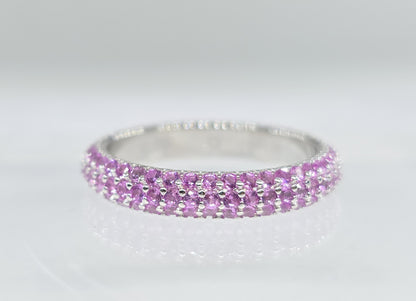Pink Gemstone Eternity Band - Sterling Silver #647