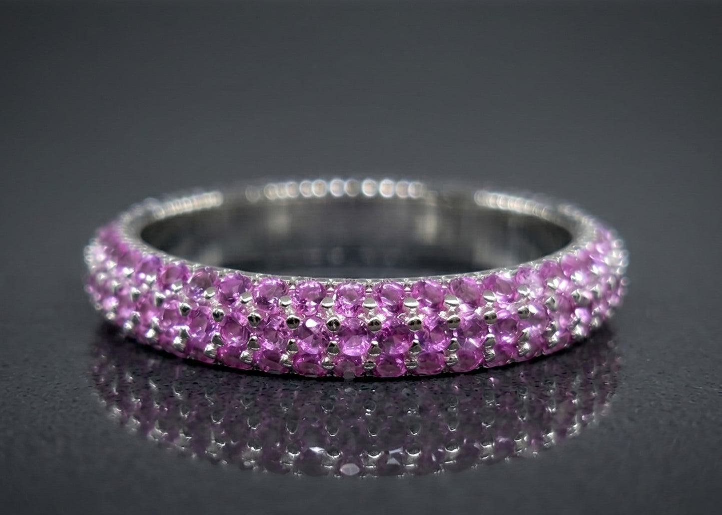 Pink Gemstone Eternity Band - Sterling Silver #647