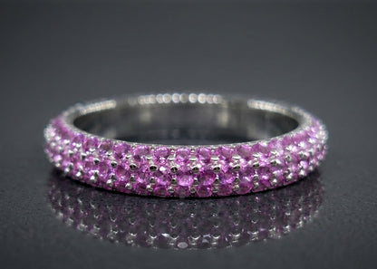 Pink Gemstone Eternity Band - Sterling Silver #647