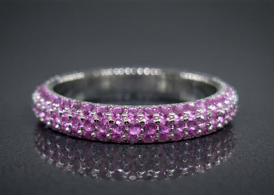 Pink Gemstone Eternity Band - Sterling Silver #647