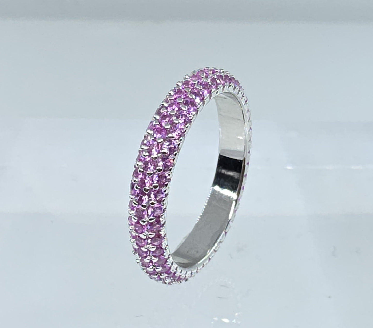 Pink Gemstone Eternity Band - Sterling Silver #647