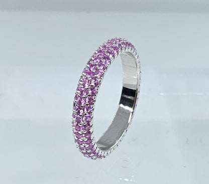 Pink Gemstone Eternity Band - Sterling Silver #647