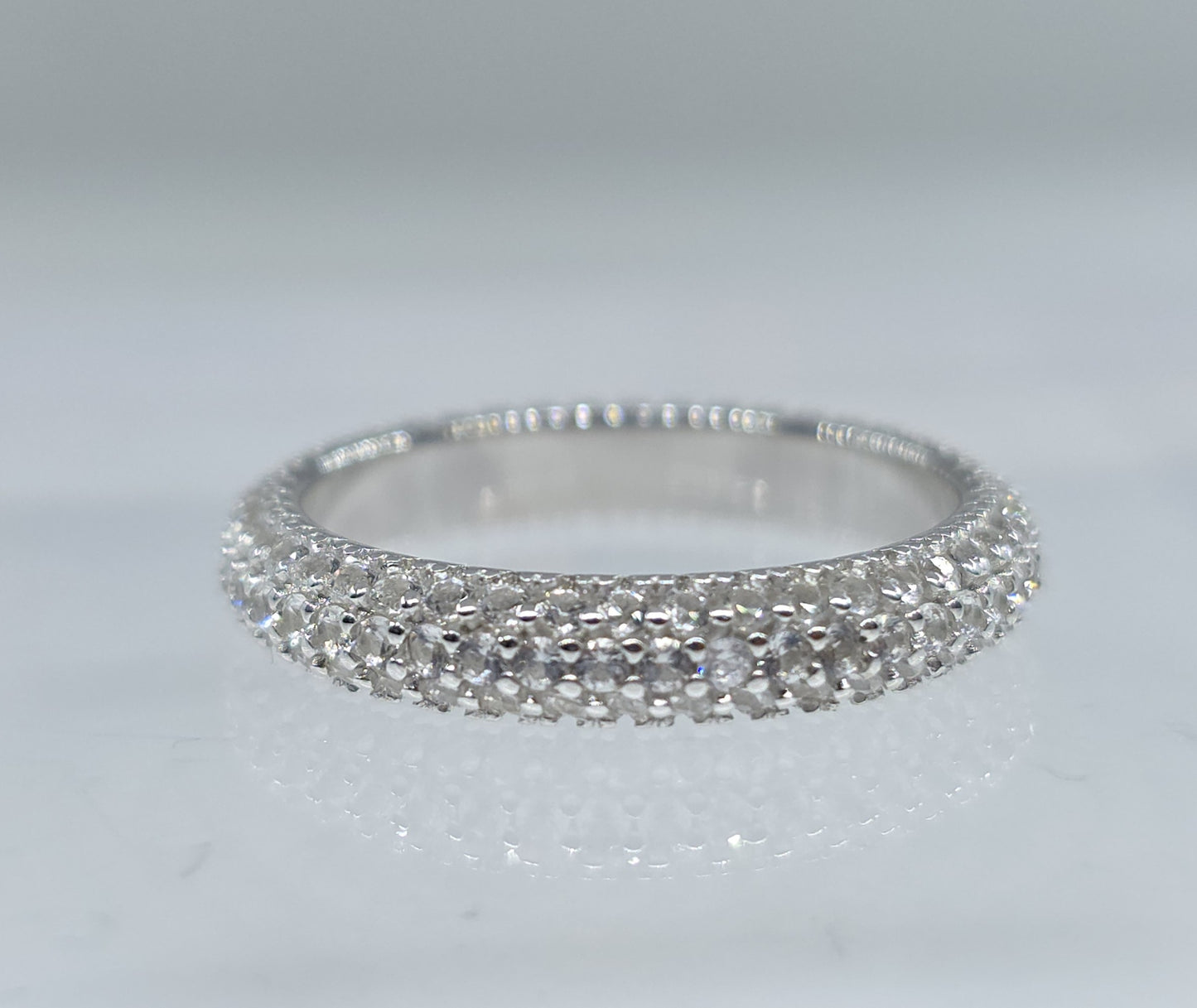 White Gemstone Eternity Band - Sterling Silver #649