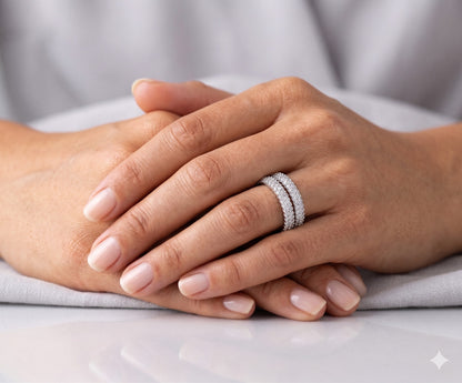 White Gemstone Eternity Band - Sterling Silver #649